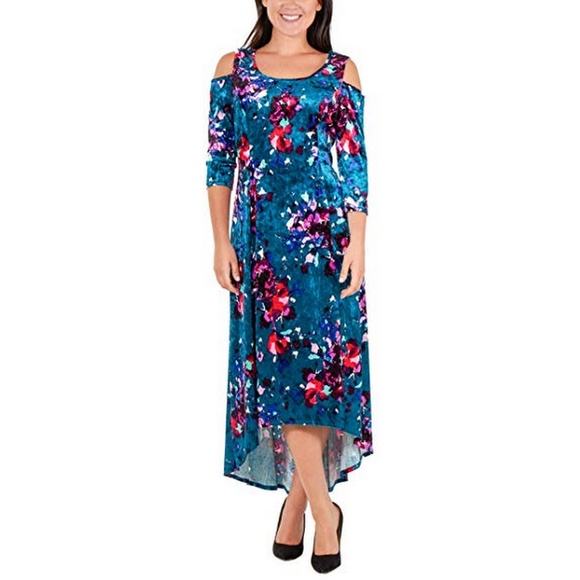 NY Collection Dresses & Skirts - NY Collection Cold Shoulder High Low Velvet Dress